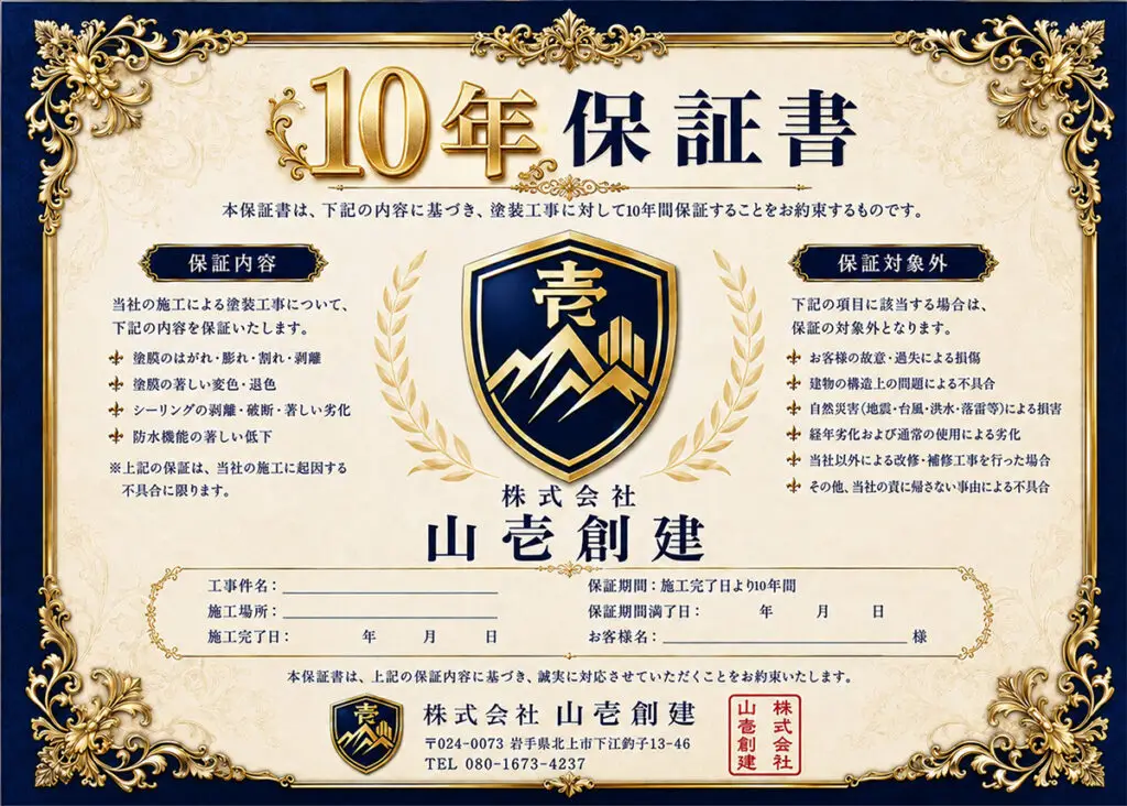 塗装10年保証書